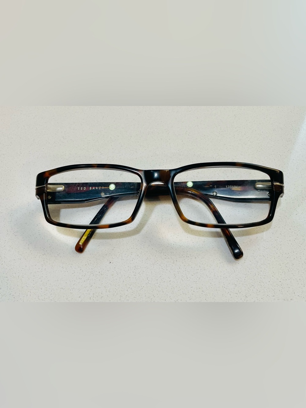 Ted Baker Men's Brown Tortoise shell Rectangular Prescription Glasses and case